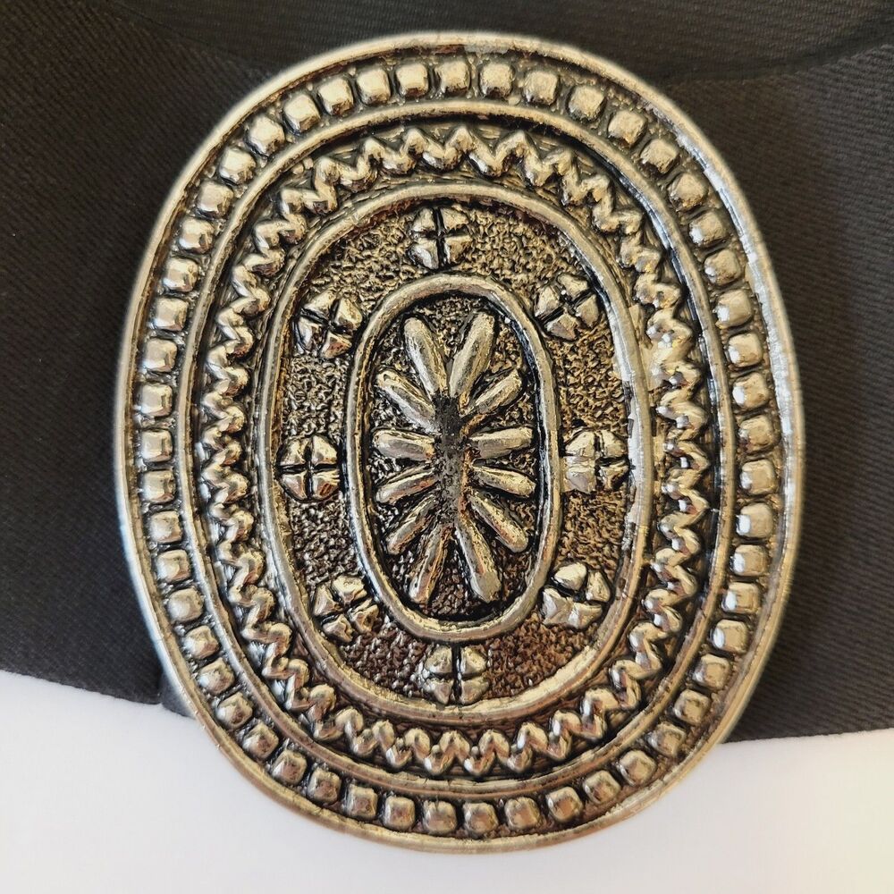 Vintage 1988 PEARL Oval Belt Buckle Western Boho Stretch Belt Unisex USA